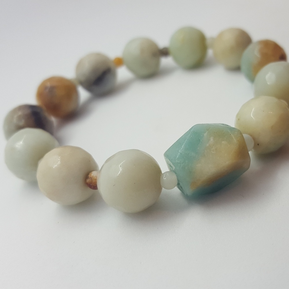 Genuine Amazonite gemstone bracelet boho